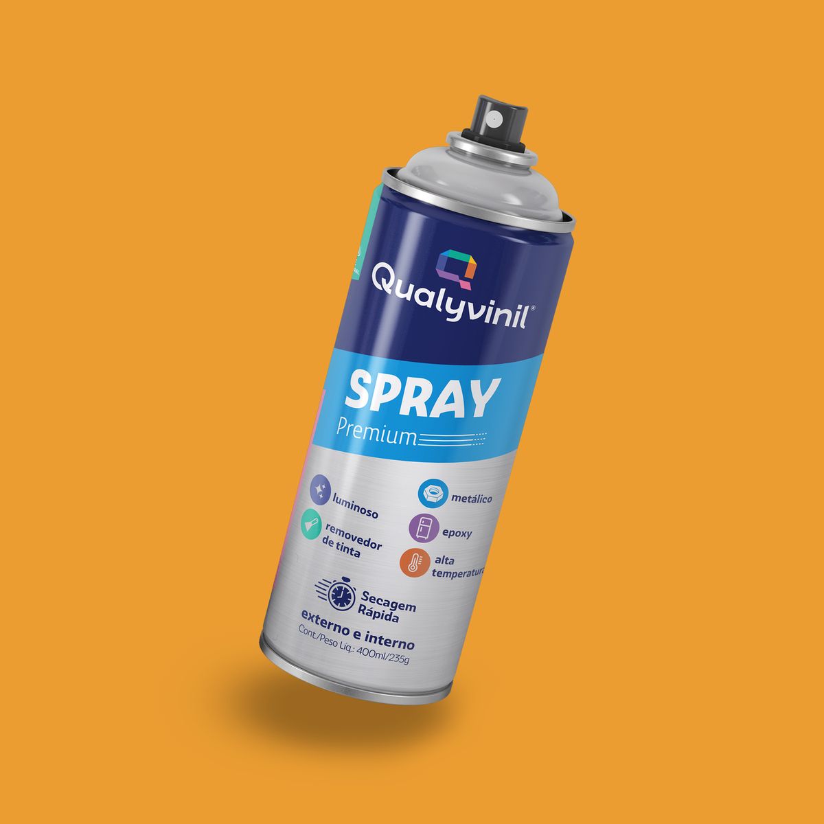Spray Luminoso Laranja 400ml Qualyvinil, marca Qualyvinil - Foto Principal