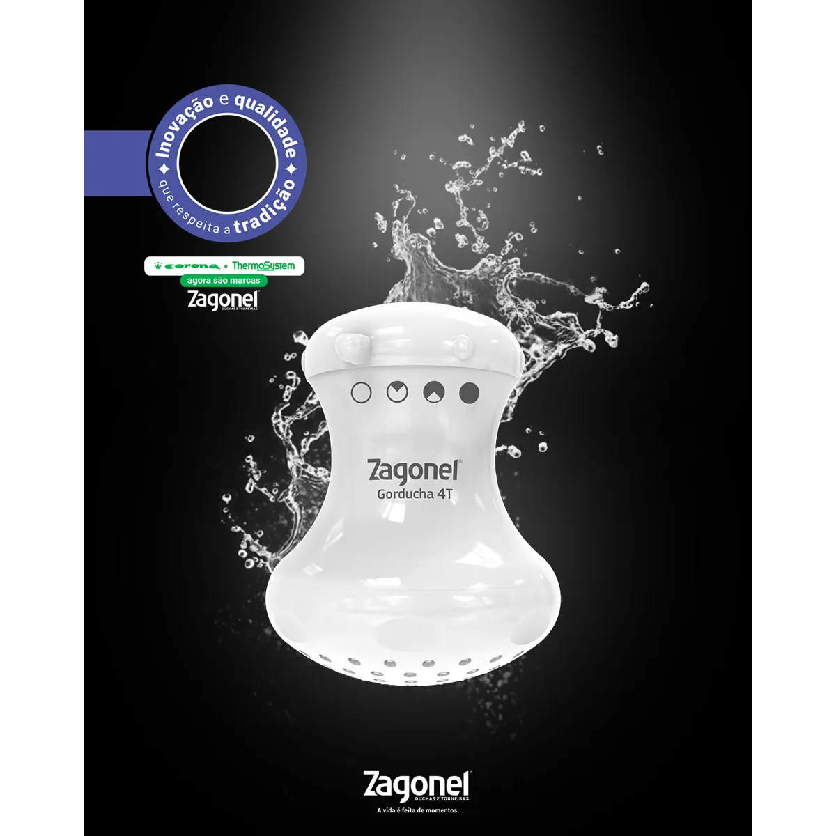 Chuveiro Elétrico Multitemperatura 127v 5450w Branco Redondo Gorducha 4t Zagonel, marca Zagonel - Foto Principal