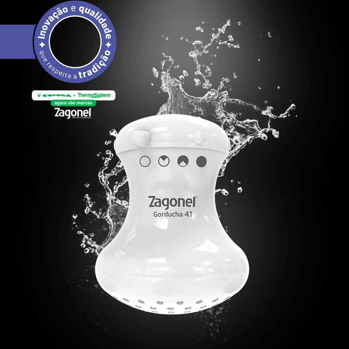 Chuveiro Elétrico Multitemperatura 220v 5700w Branco Redondo Gorducha 4t Zagonel, marca Zagonel - Foto 2