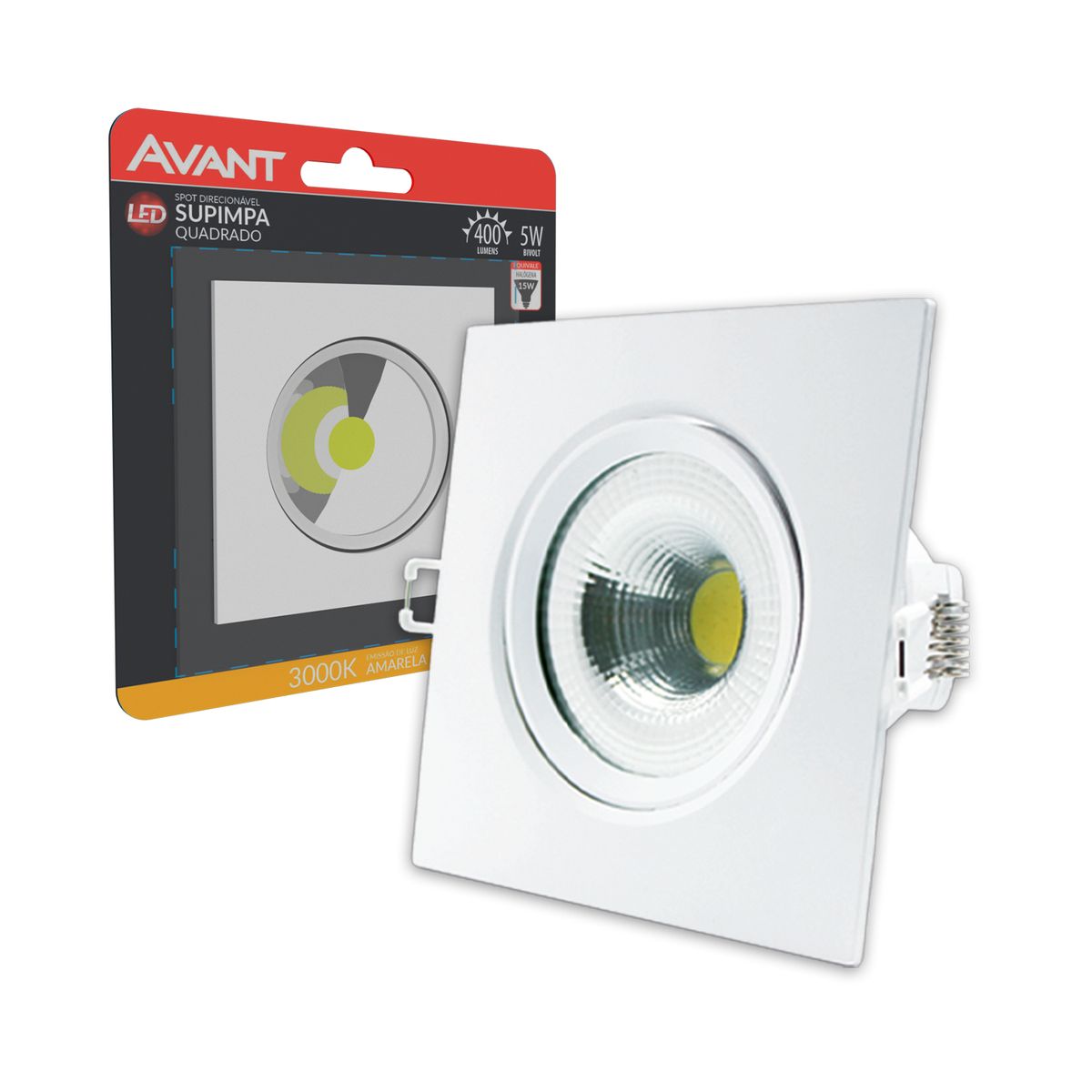 Spot de Embutir Quadrado Led  3000k 5w  400lm Branco Bivolt , marca  - Foto Principal