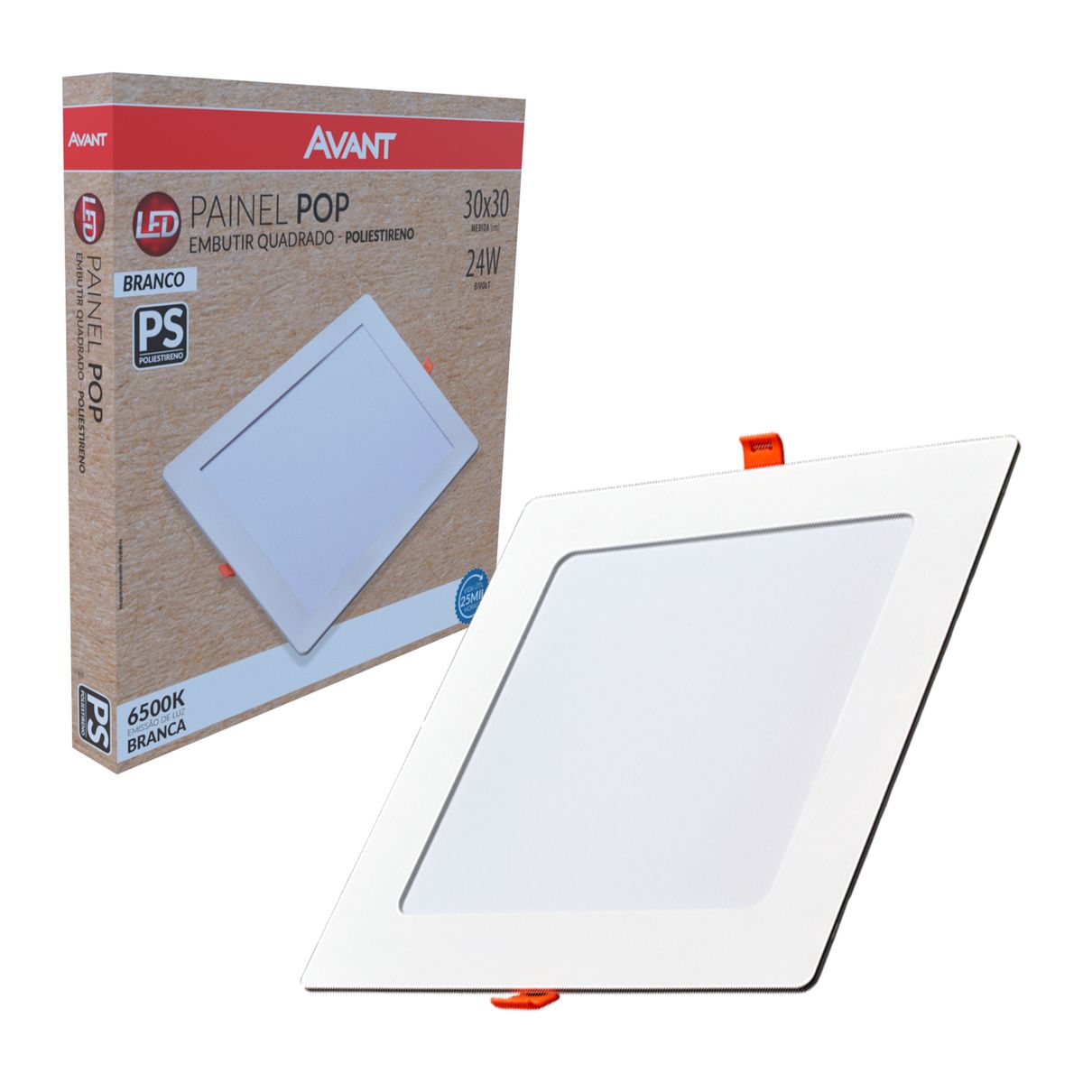 Painel Led Pop Quadrado Embutir 24w 6500k 28x28 Branco Bivolt, marca  - Foto Principal
