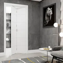 Folha Porta Camarão Duo Bella  Colmeia com Fundo Primer Branco sem Ferragem  210x62x3,5cm