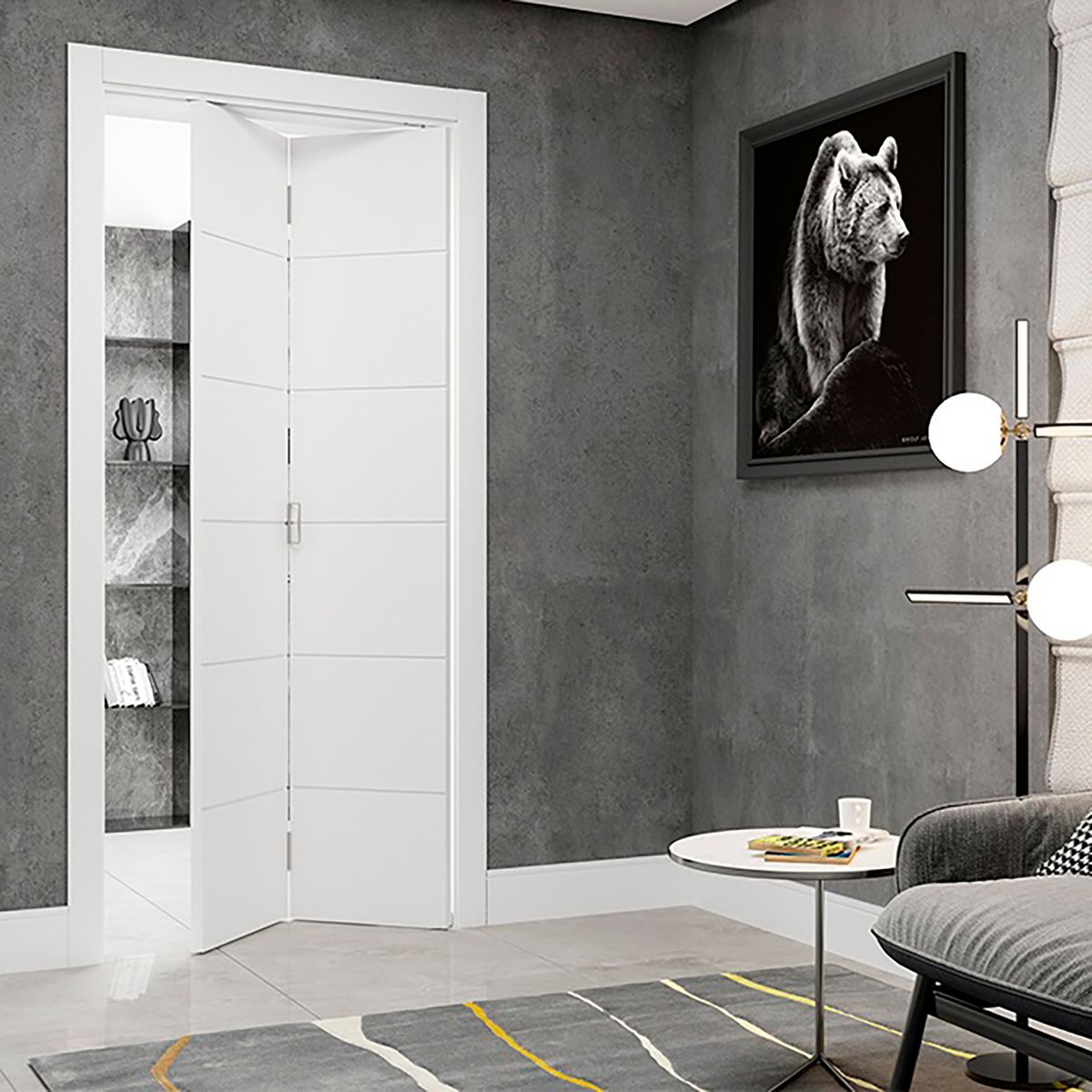 Folha Porta Camarão Duo Bella  Colmeia com Fundo Primer Branco sem Ferragem  210x72x3,5cm, marca Vert - Foto Principal