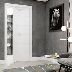 Folha Porta Camarão Duo Bella  Colmeia com Fundo Primer Branco sem Ferragem  210x82x3,5cm