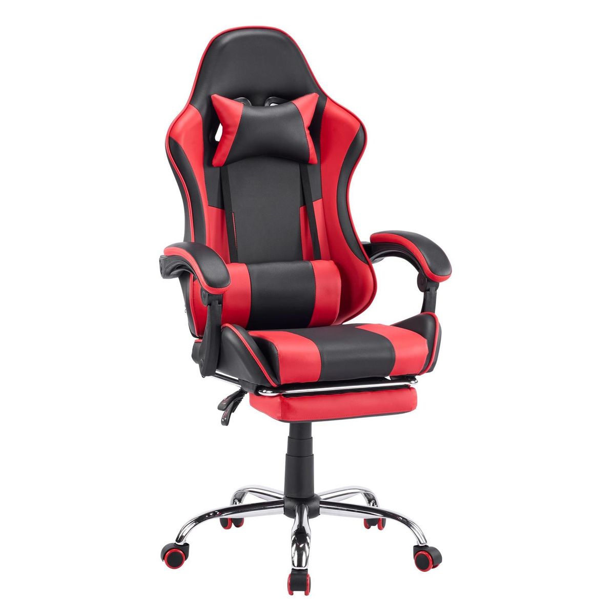 Cadeira Gamer com apoio para os pés Vermelha/Preta, marca Just Home Collection - Foto Principal