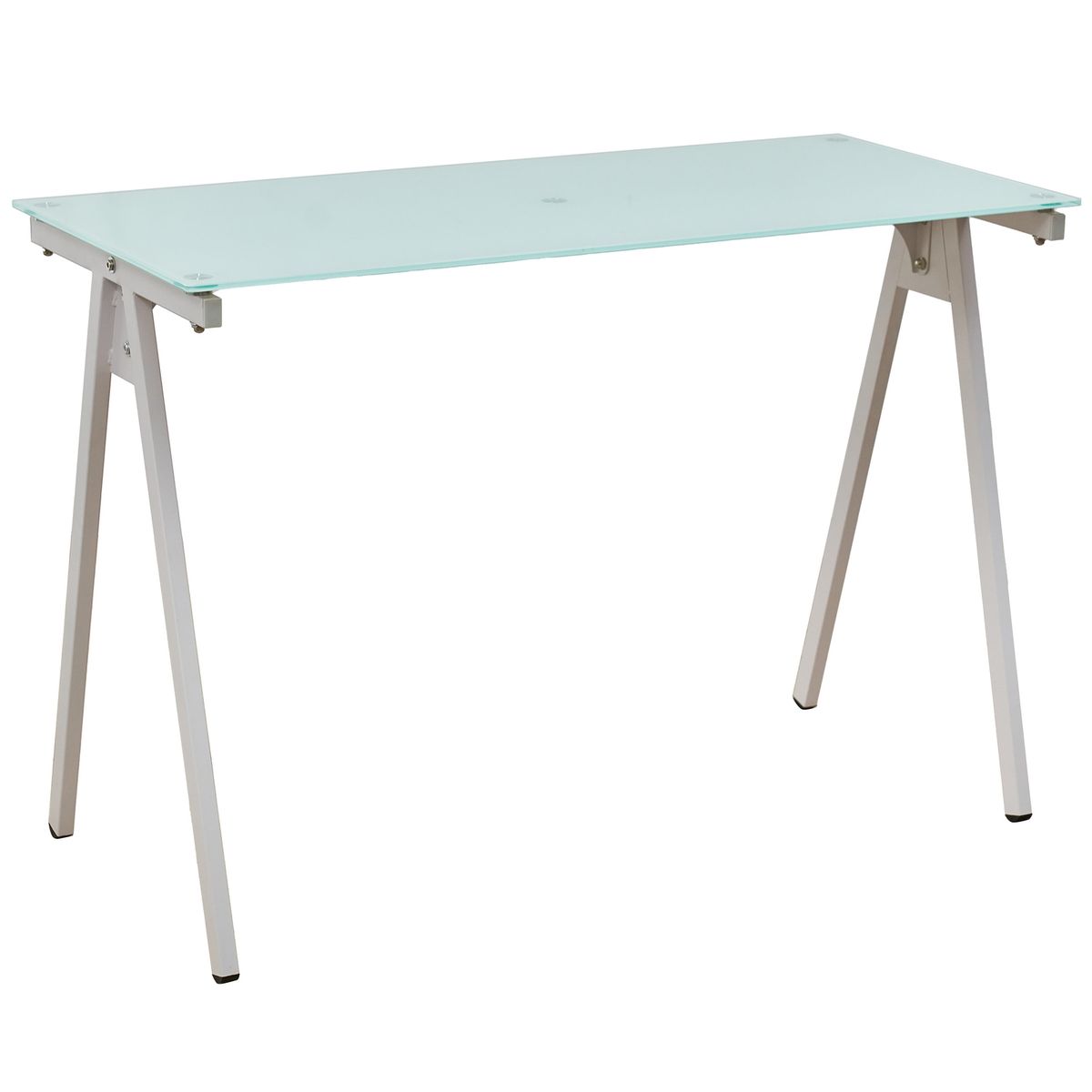 Mesa de Escritório com Tampo de Vidro Cor Branco 110x50x76 Just Home Collection, marca Just Home Collection - Foto Principal