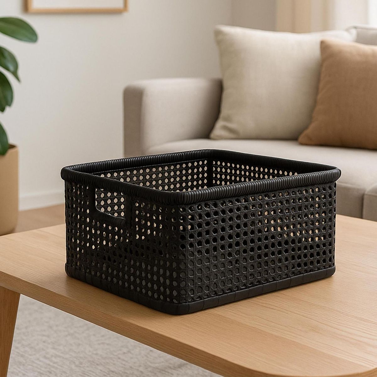 Cesto Trançado Preto 46 X 31 X 20 Cm Just Home Collection, marca Just Home Collection - Foto 2