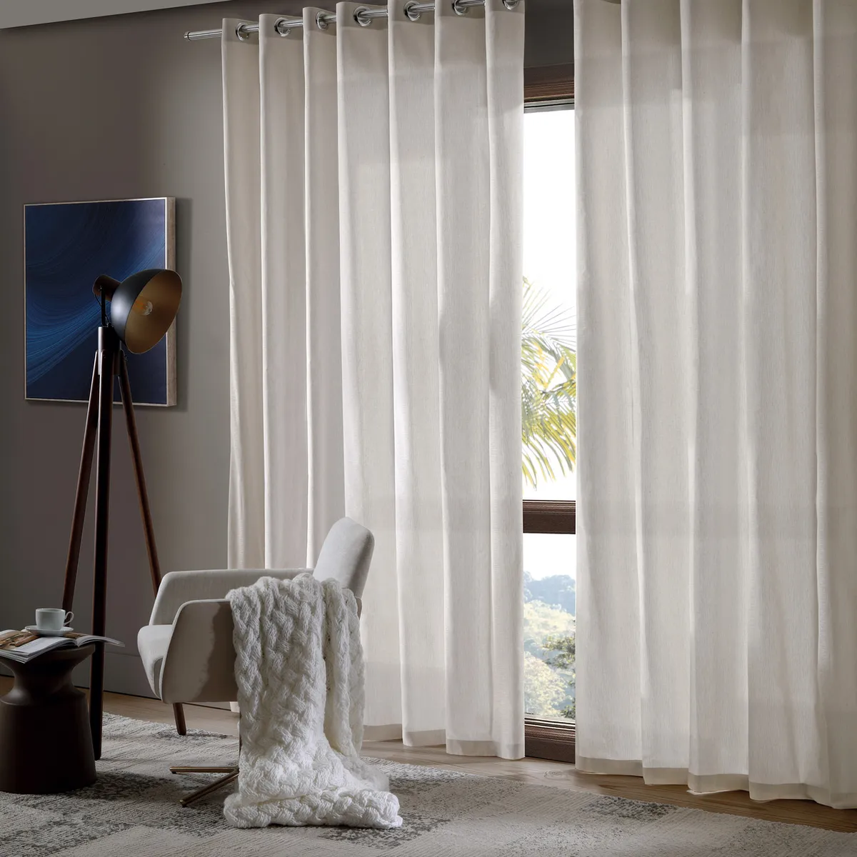 Cortina 170x300 Rustica Fenicia Efeito Linho Areia Bella & Co., marca Bella & Co. - Foto 2
