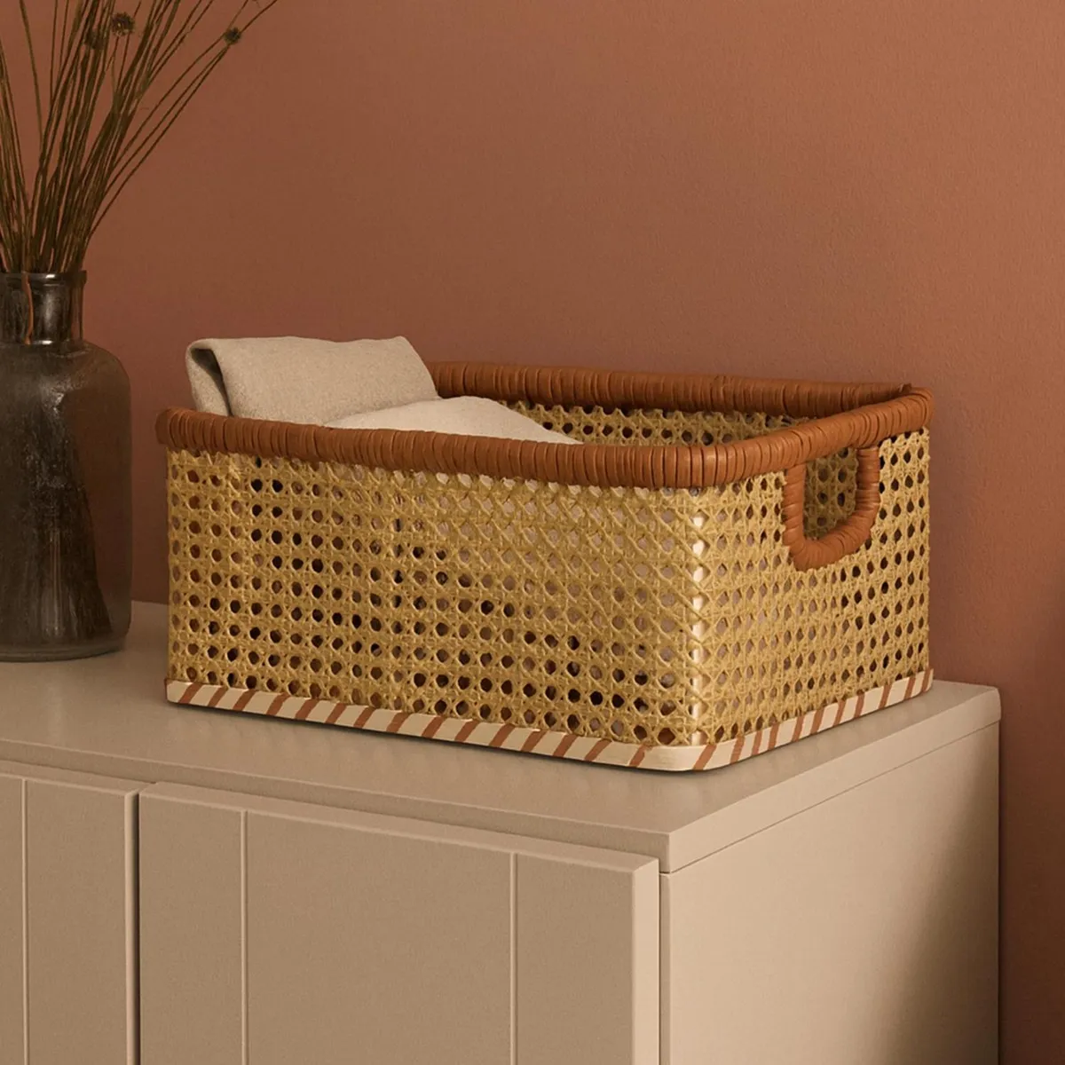 Cesto Trançado Natural 35 X 24 X 15 Cm Just Home Collection, marca Just Home Collection - Foto 2