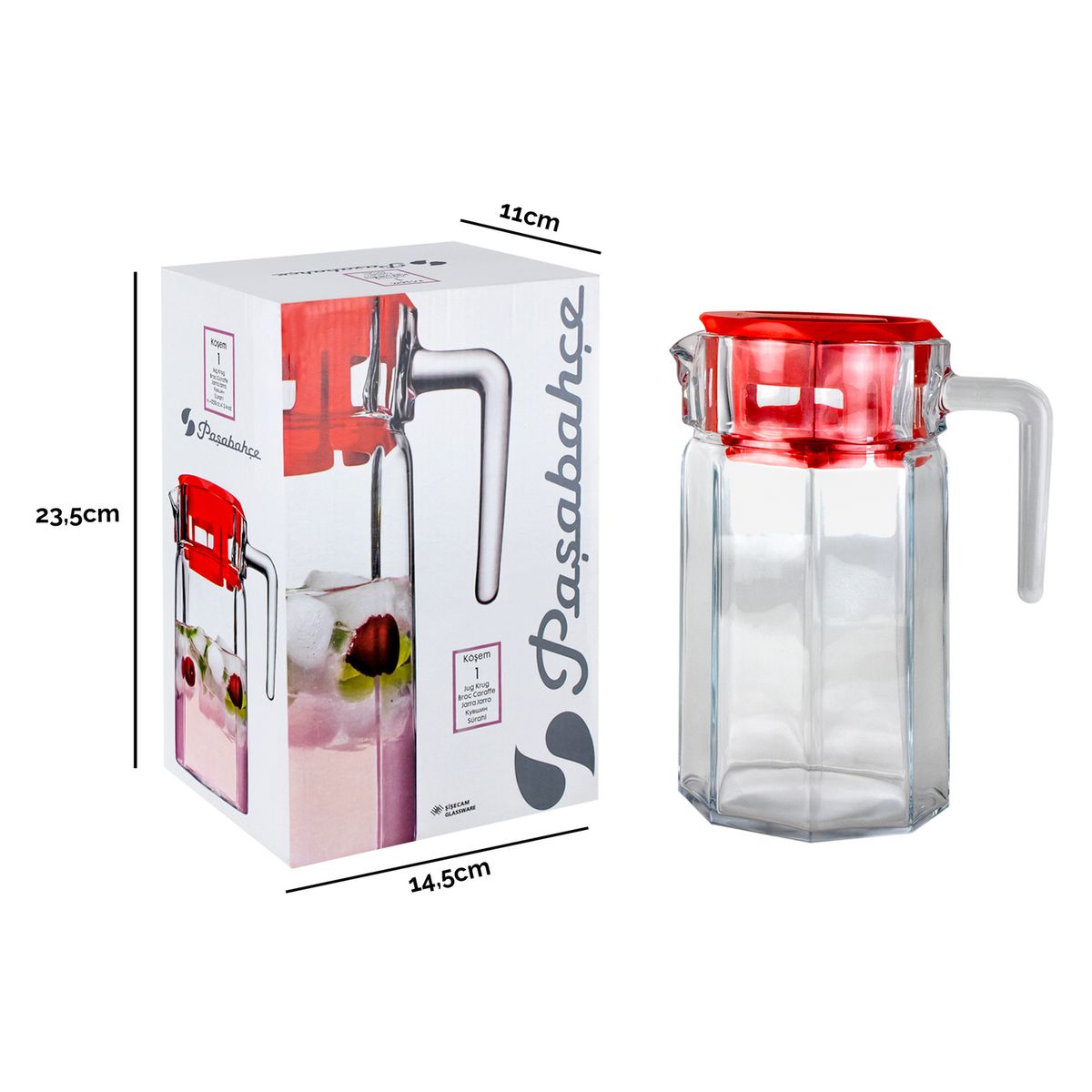 Jarra com Tampa 1250ml Vidro Kosem Vermelha Pasabahce, marca Pasabahce - Foto 2