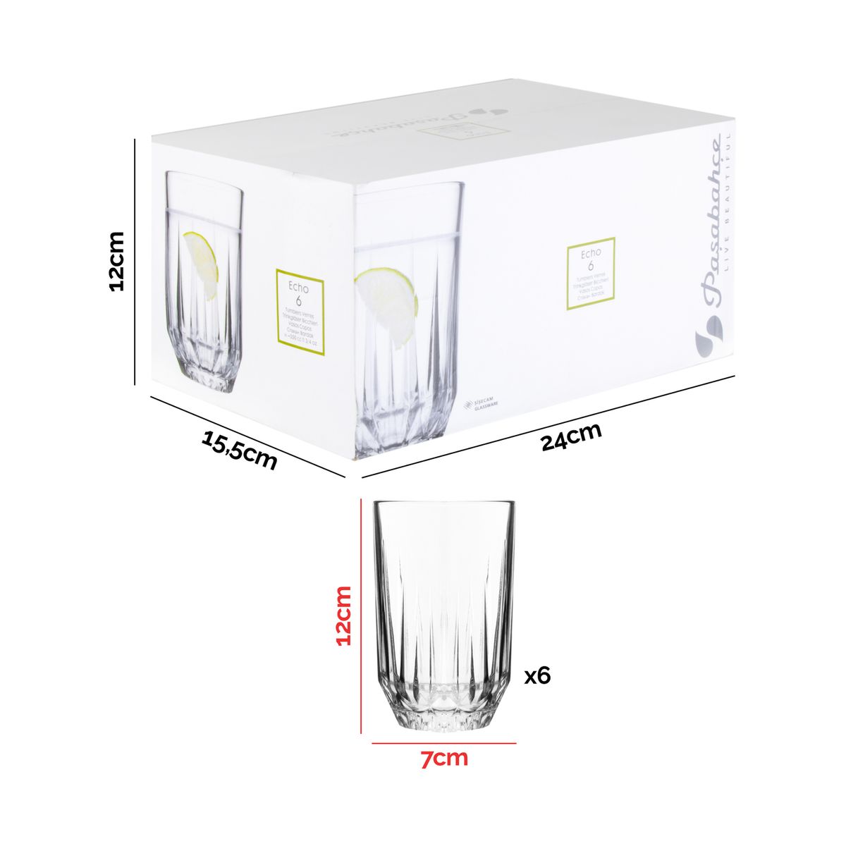 Conjunto de Copos 300ml 6 Peças Vidro Long Drink Pasabahce, marca Pasabahce - Foto Principal