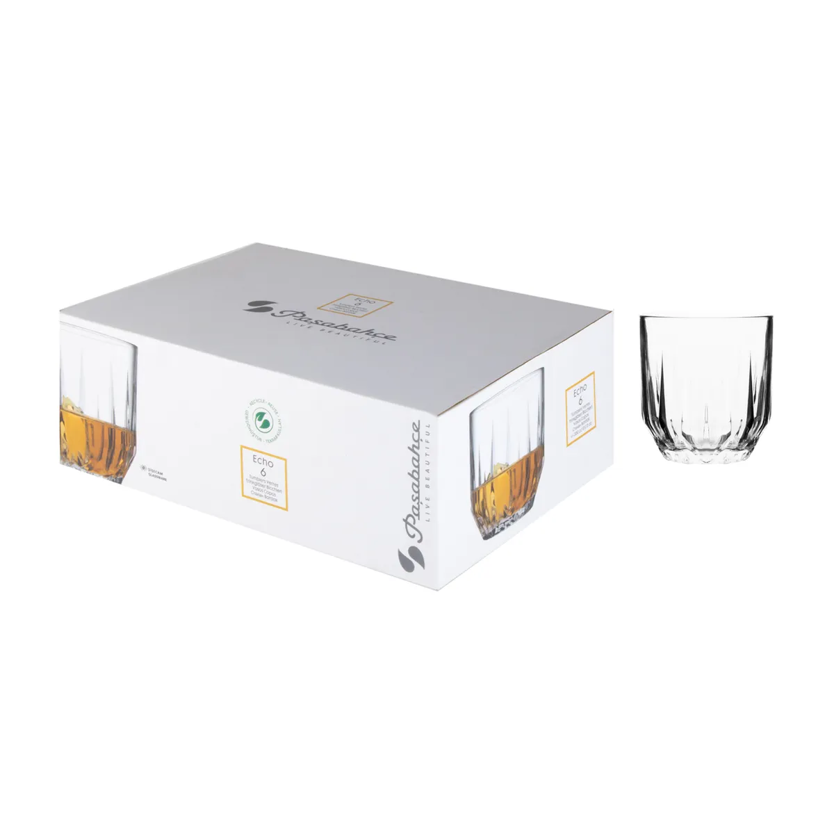 Conjunto de Copos 300ml 6 Peças Vidro Whisky Rock Echo Pasabahce, marca Pasabahce - Foto 2