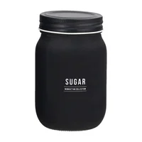 Pote de Acucar 450ml Vidro Manhattan Preto