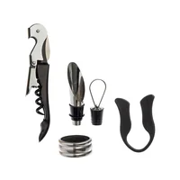 Kit para Vinho 4 Pecas Inox Preto