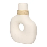 Vaso 12x17cm Mikonos Circular Sisal Branco