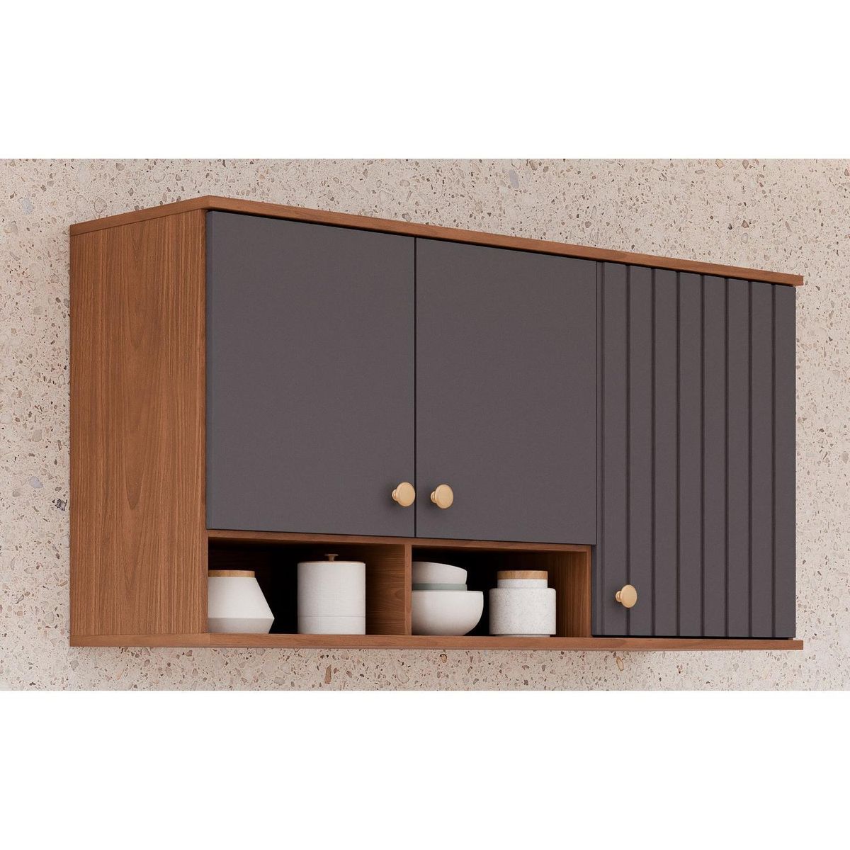 Armario Aereo de Cozinha Agata 114cm Freijo/titanium Mgm, marca Mgm - Foto 2