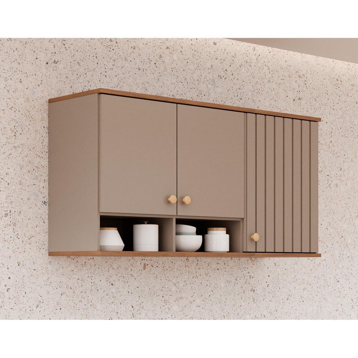 Armario Aereo de Cozinha Agata 114cm Cappuccino/freijo Mgm, marca Mgm - Foto 2