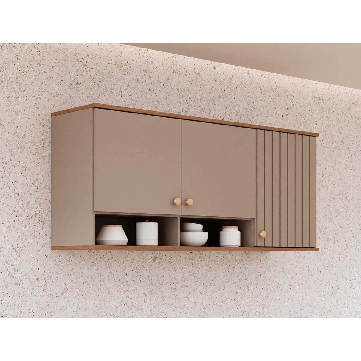 Armario Aereo de Cozinha Agata 144cm Cappuccino/freijo Mgm, marca Mgm - Foto 2