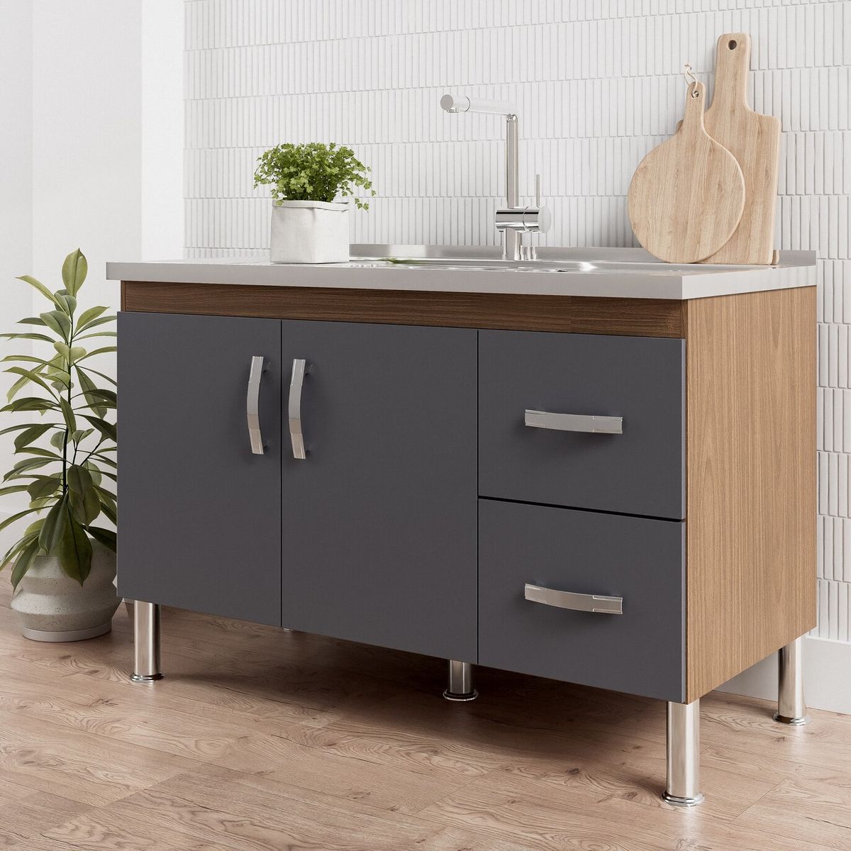 Gabinete para Cozinha Karson 114cm Freijó/titanium Mgm, marca Mgm - Foto 2