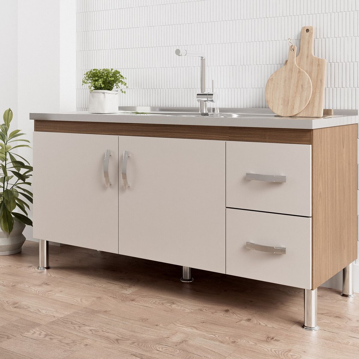 Gabinete para Cozinha Karson 144cm Freijó/off White Mgm, marca Mgm - Foto 2