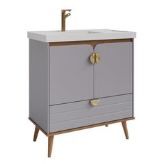Gabinete para Banheiro Trancoso 60cm Freijó/platina Mgm