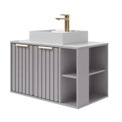 Gabinete para Banheiro Noruega 80cm Platina Mgm