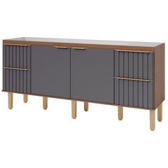 Gabinete para Cozinha Agata 194cm Titanium/freijó Mgm