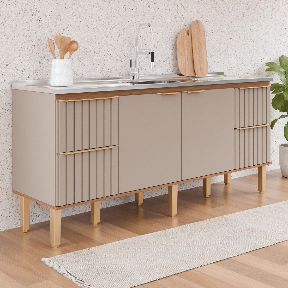 Gabinete para Cozinha Agata 194cm Cappuccino/freijó Mgm, marca Mgm - Foto 2
