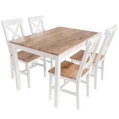 Conjunto de Jantar 1 Mesa e 4 Cadeiras em Madeira Natural/branco Just Home Collection