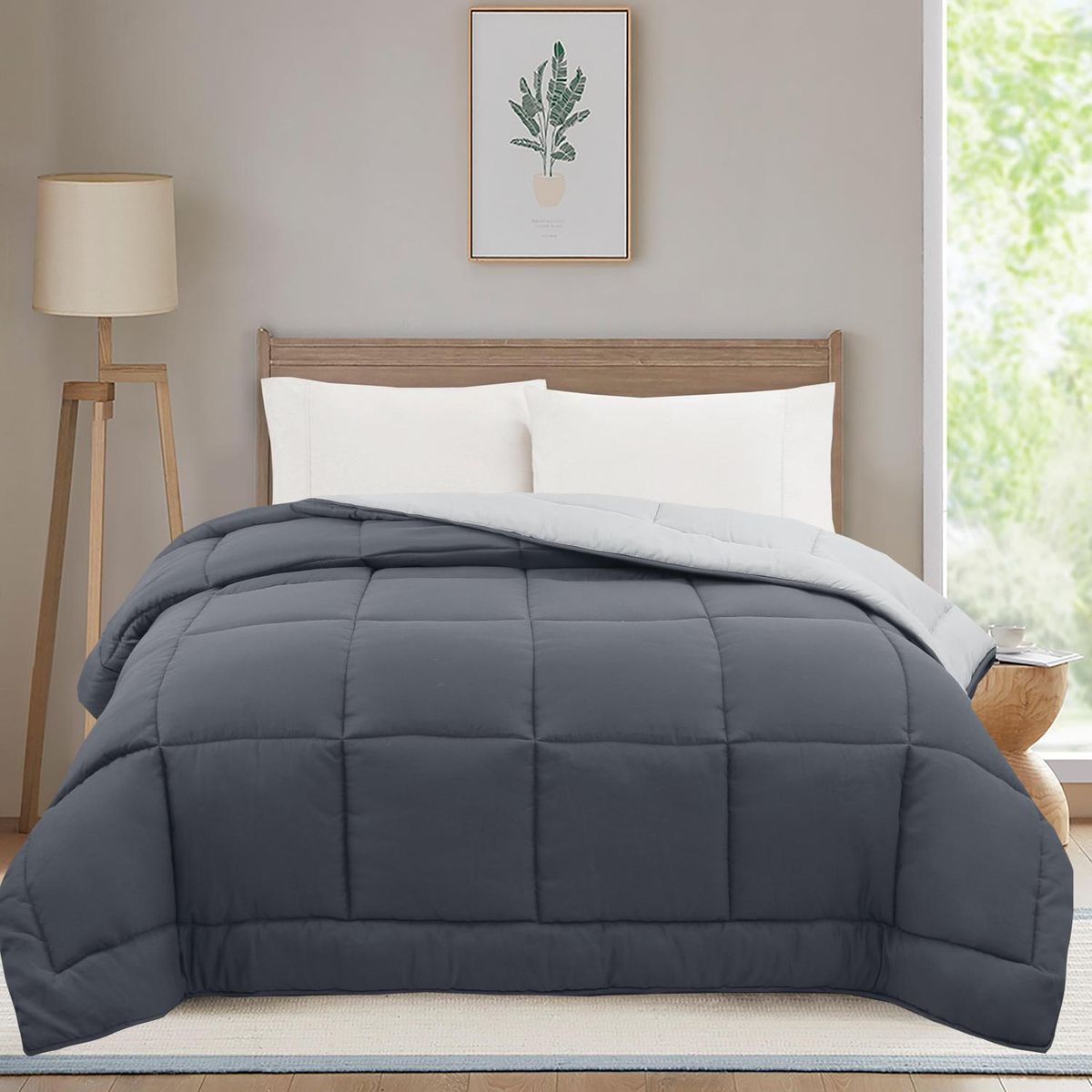 Edredom Bicolor Liso 175x240 Cinza Just Home Collection, marca Just Home Collection - Foto 2