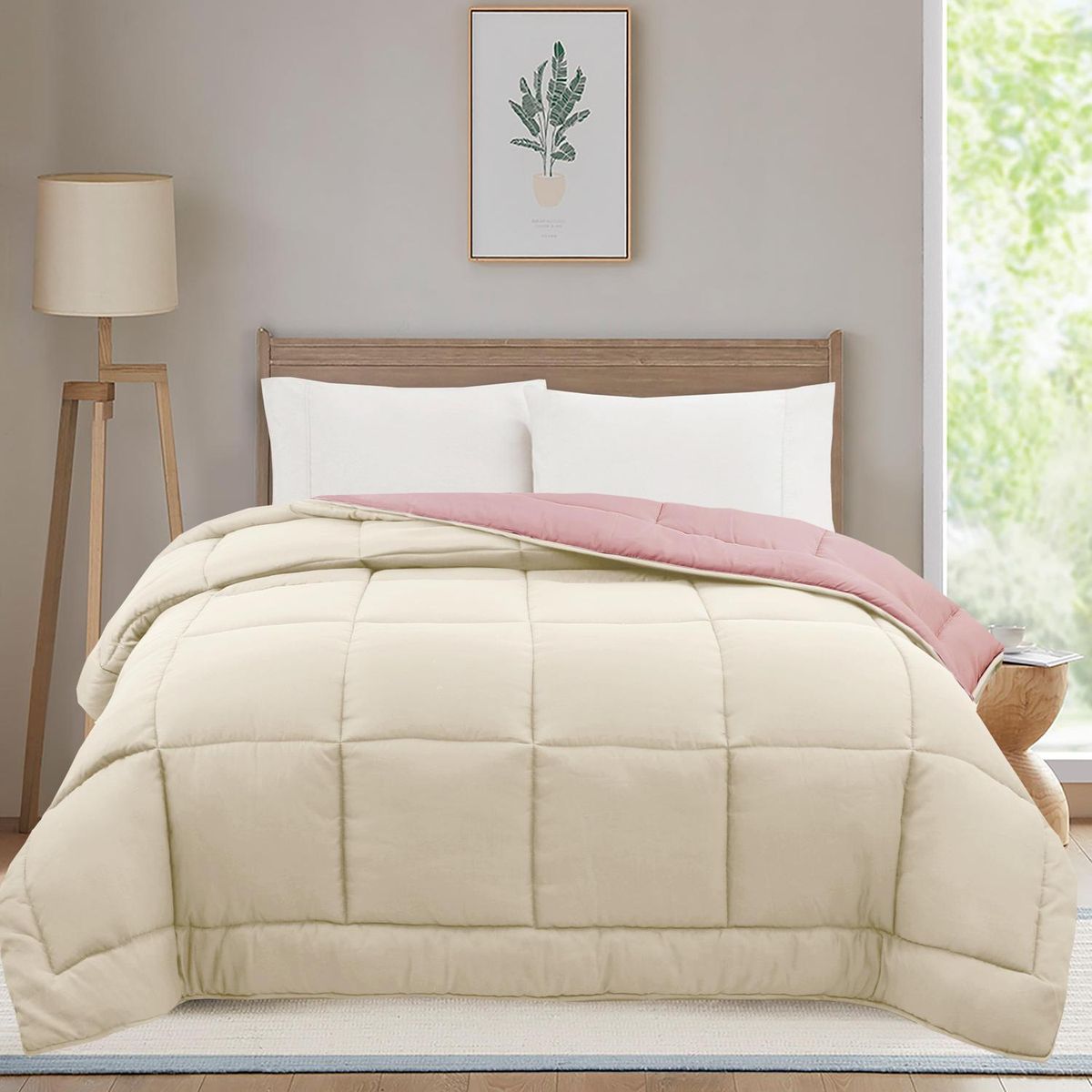 Edredom Bicolor Liso 175x240 Rosa Just Home Collection, marca Just Home Collection - Foto 2