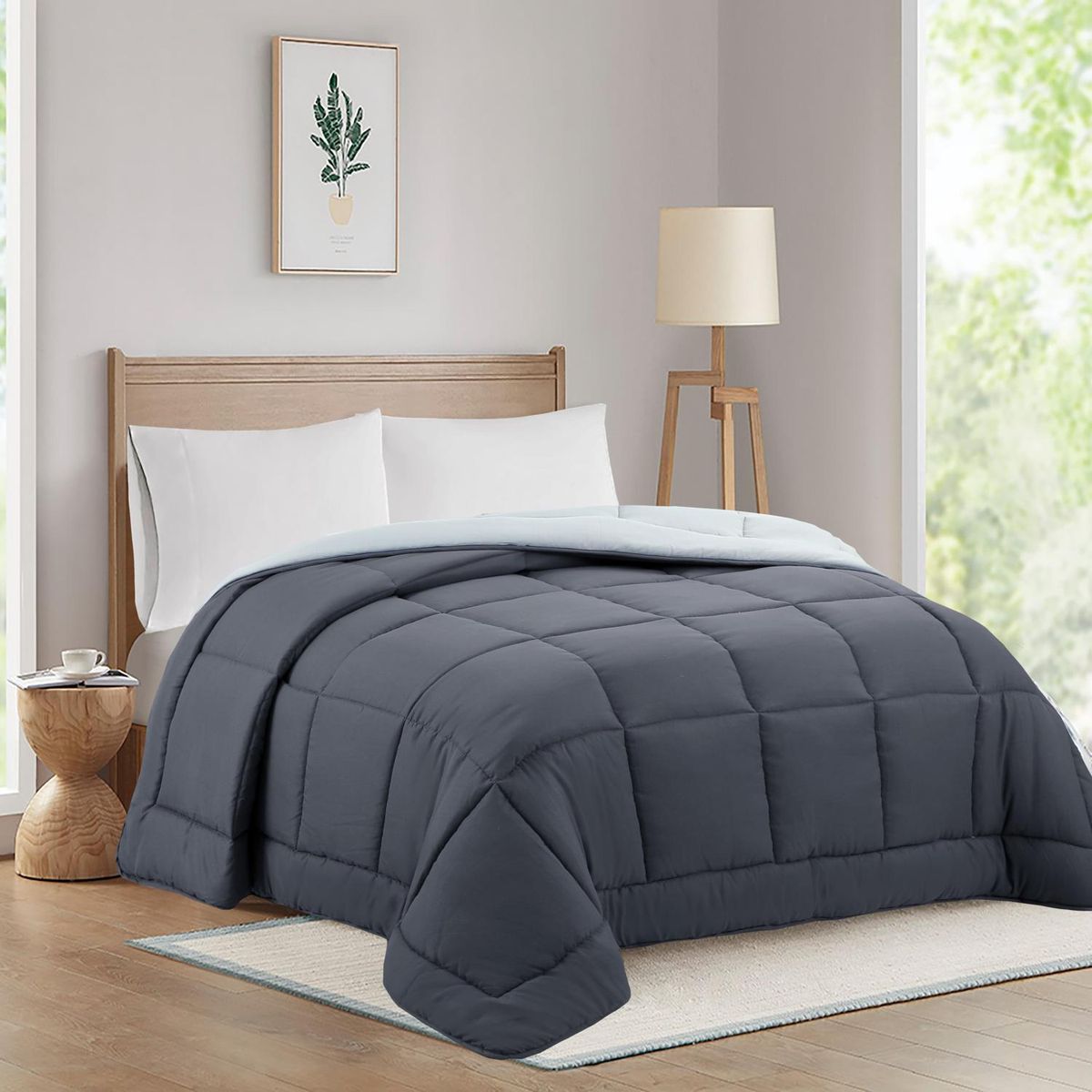 Edredom Bicolor Liso 220x240 Cinza Just Home Collection, marca Just Home Collection - Foto Principal