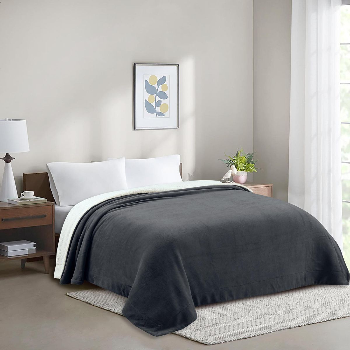 Cobertor Casal Coral 200x220 Grafite Just Home Collection, marca Just Home Collection - Foto Principal