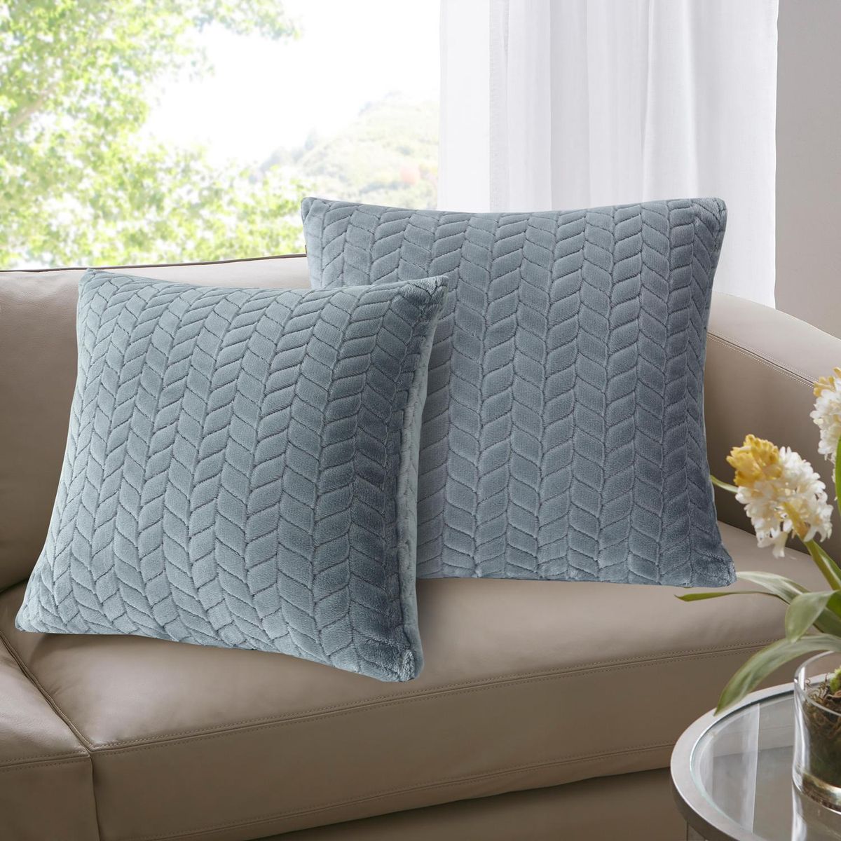 Conjunto de 2 Almofadas Flanel 40x40 com Estampa Grafite Just Home Collection, marca Just Home Collection - Foto 2