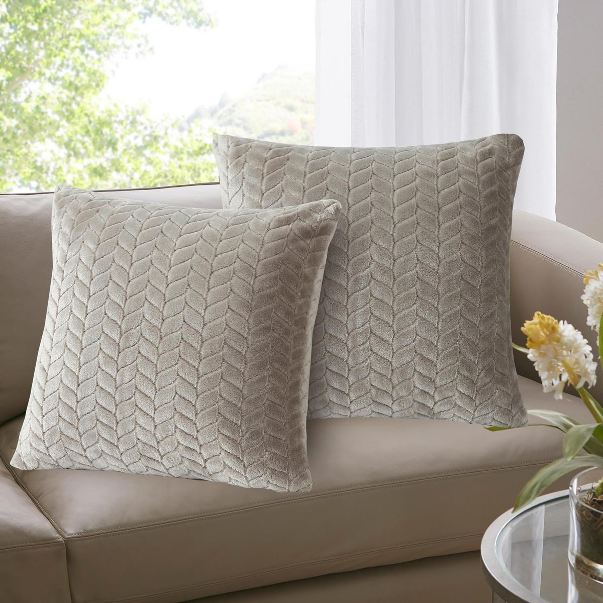Conjunto de 2 Almofadas Flanel 40x40 Taupe Just Home Collection, marca Just Home Collection - Foto 2