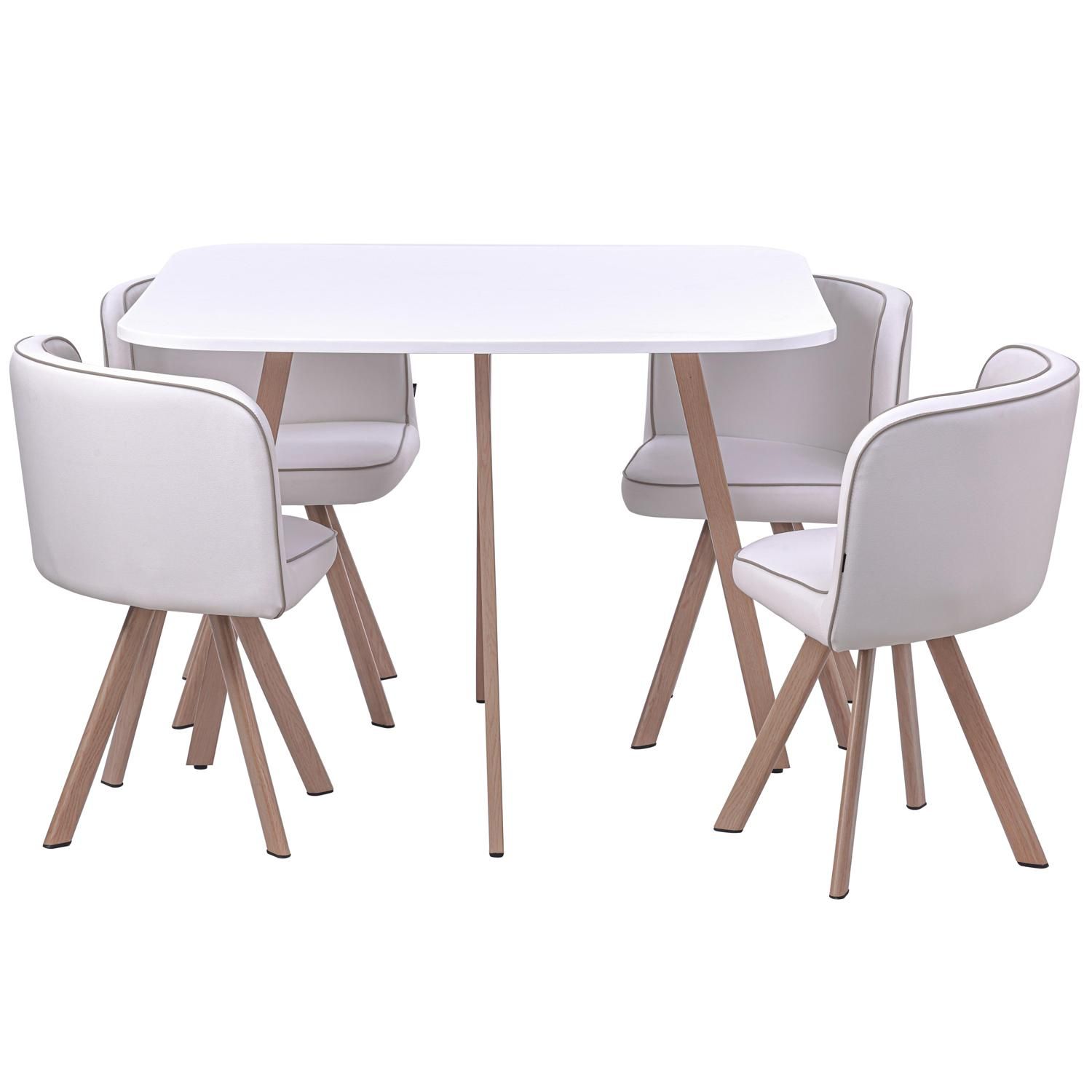Conjunto Mesa de Jantar Pizza Branco 4 Cadeiras Just Home