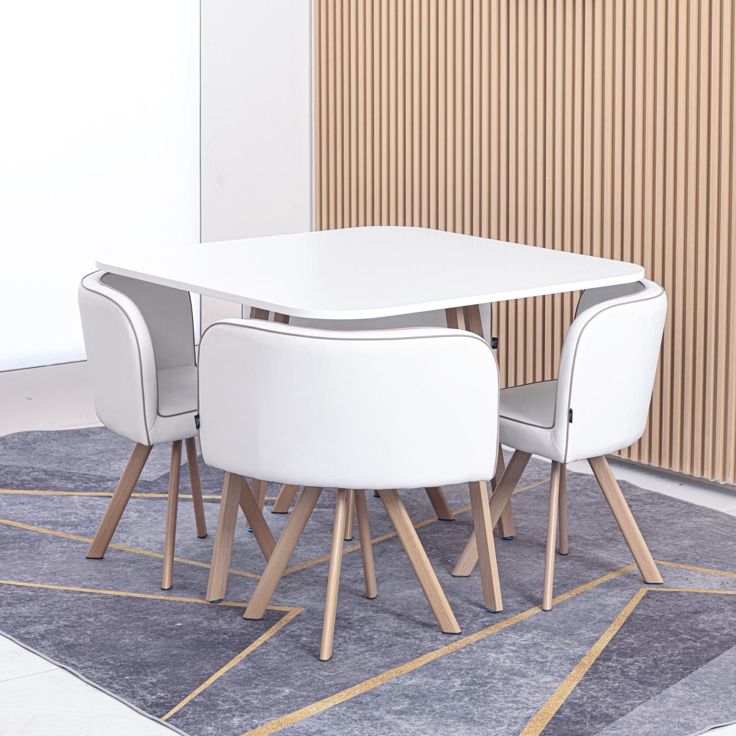 Have a Seat 4個セット Conjunto Mesa de Jantar Pizza Branco 4 Cadeiras Just Home
