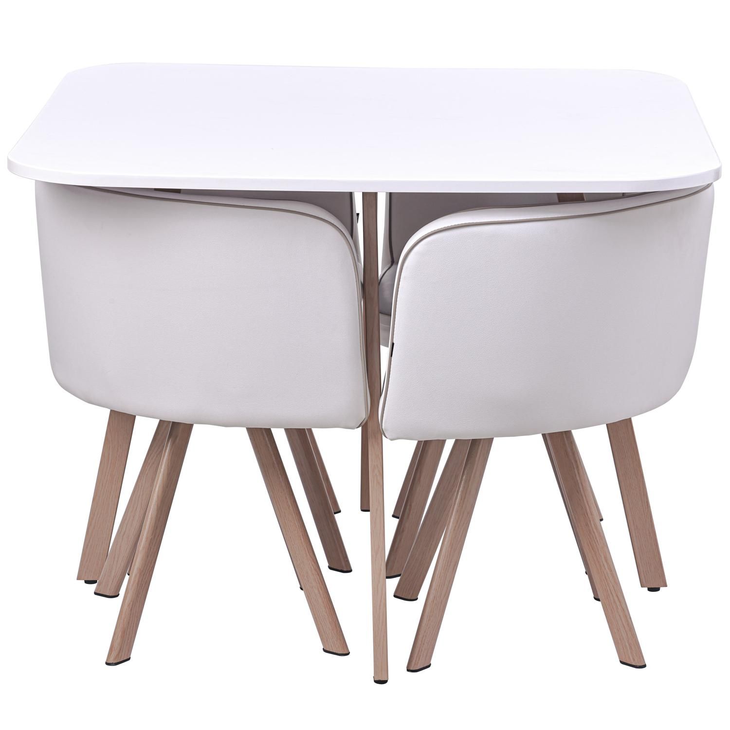 Conjunto Mesa de Jantar Pizza Branco 4 Cadeiras Just Home