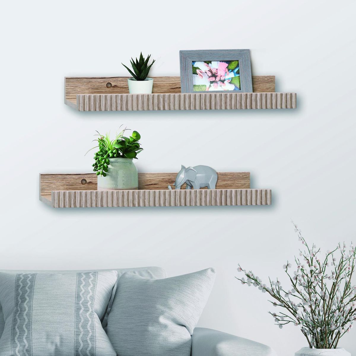 Conjunto com 2 Prateleiras de Parede 40x10 Natural Just Home Collection, marca Just Home Collection - Foto 2
