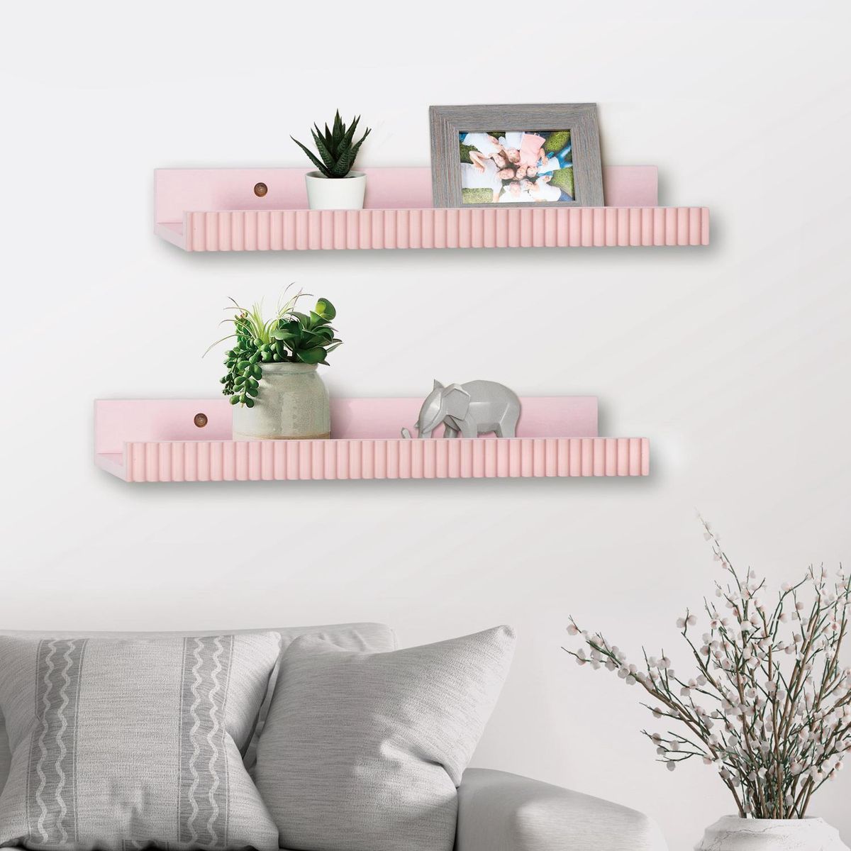 Conjunto com 2 Prateleiras 40x10cm Rosa Just Home Collection, marca Just Home Collection - Foto 2