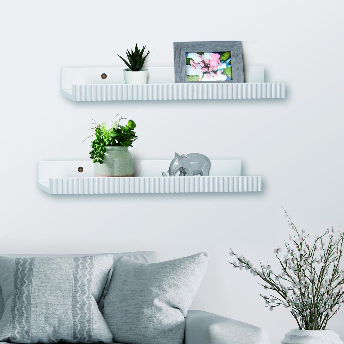 Conjunto com 2 Prateleiras 40x10cm Branca Just Home Collection, marca Just Home Collection - Foto 2