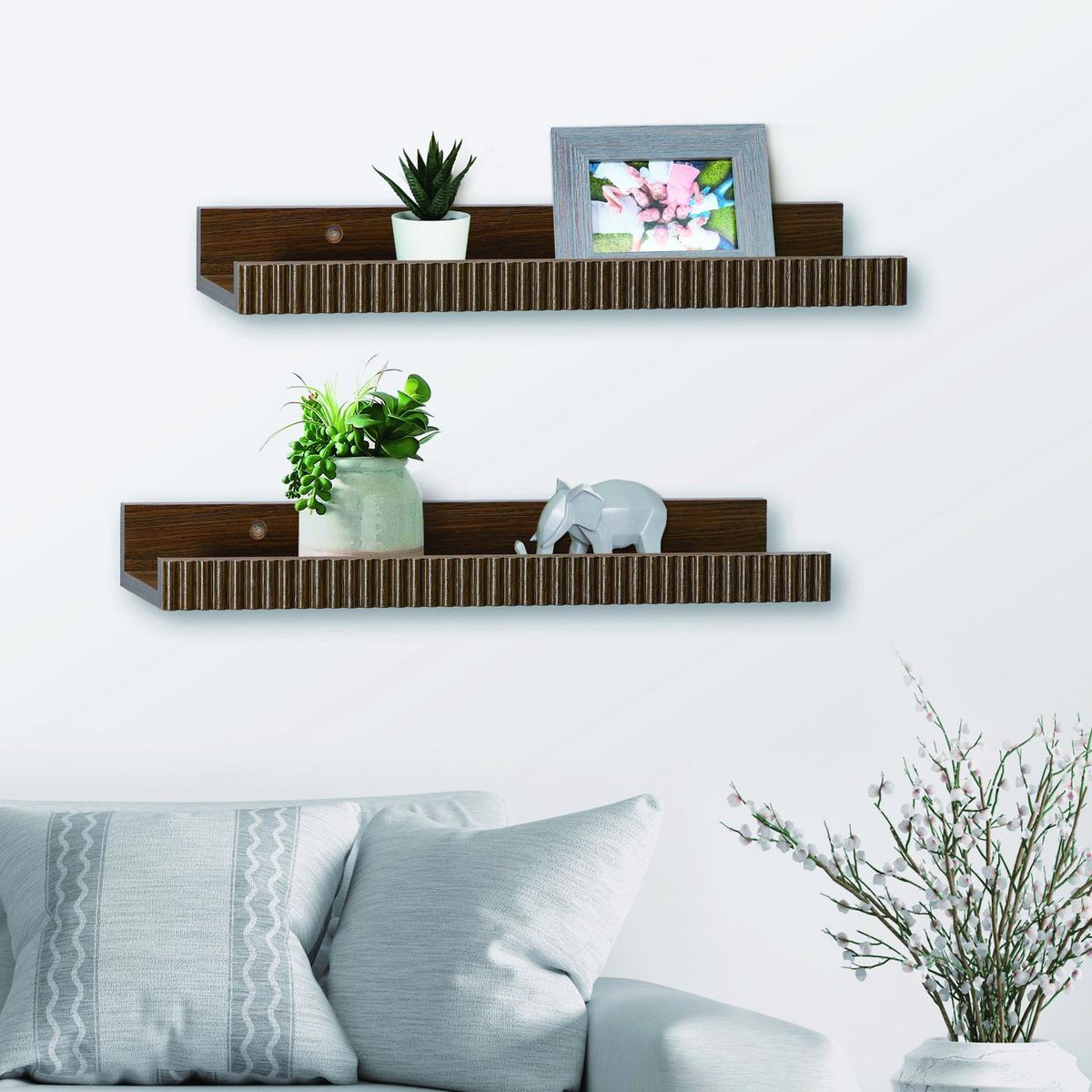 Conjunto com 2 Prateleiras 40x10cm Castanho Just Home Collection, marca Just Home Collection - Foto 2