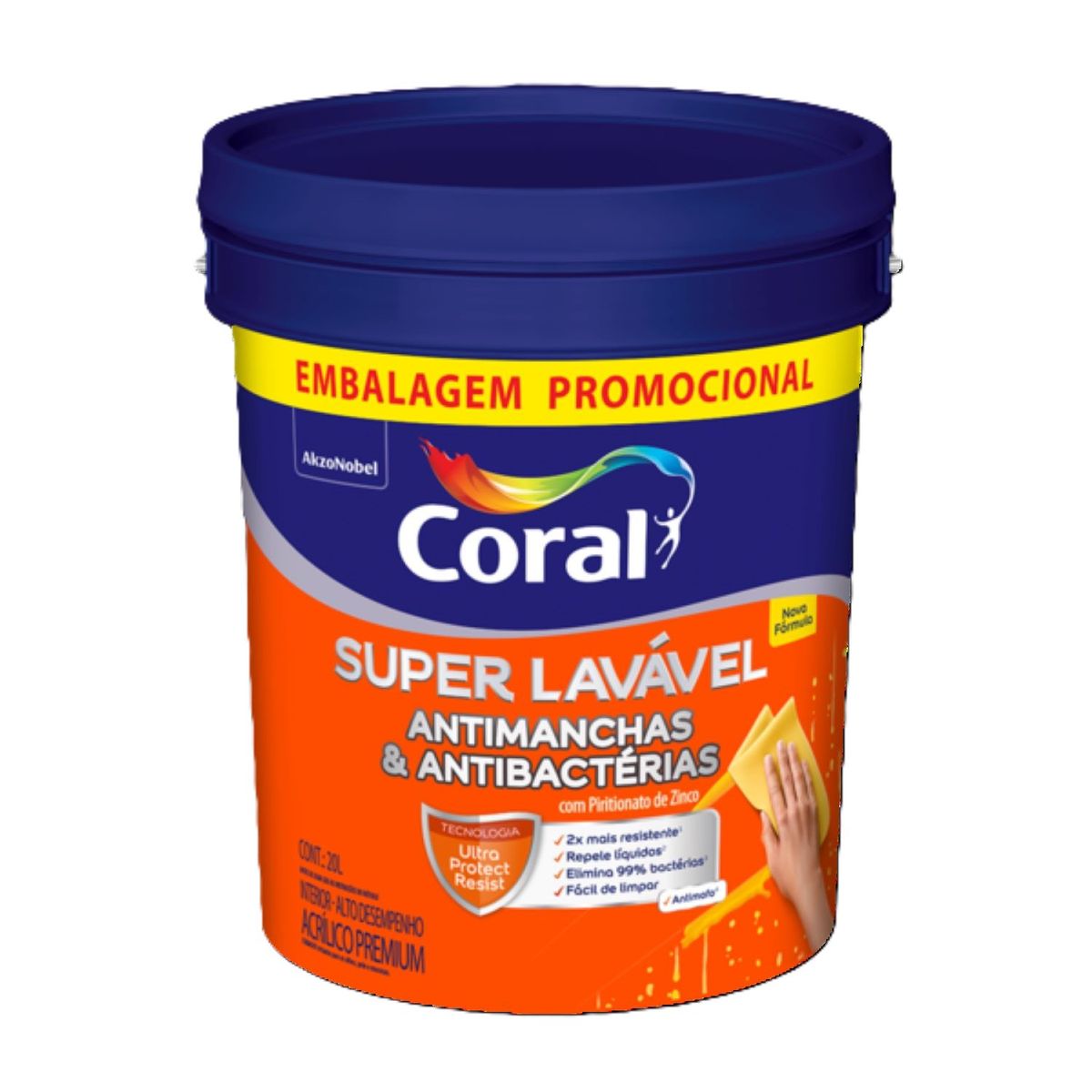 Tinta Acrílica Super Lavável 20l Branco, marca Coral - Foto Principal