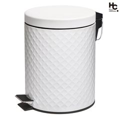 Lixeira Branca com Padrão Colméia de 5 Litros Just Home Collection