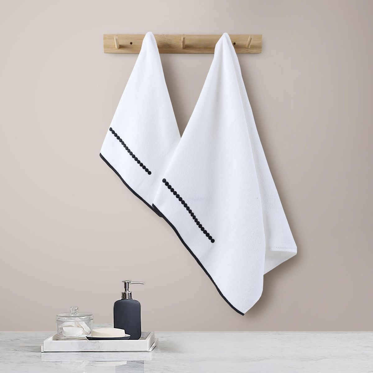 Conjunto 2 Toalhas de Rosto Borda Preto Just Home Collection, marca Just Home Collection - Foto 2