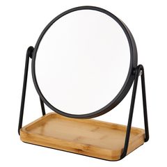 Espelho Redondo de Bambu Preto Just Home Collection