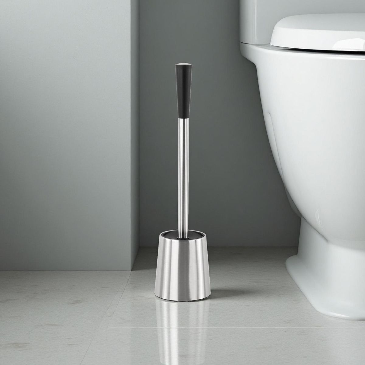 Escova de Vaso Sanitário Prateada Just Home Collection, marca Just Home Collection - Foto 2