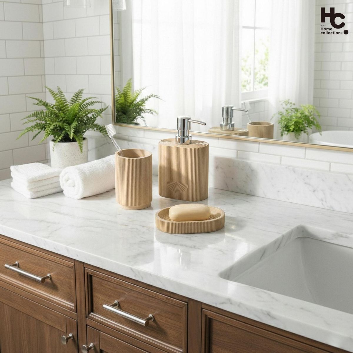 Saboneteira em Relevo Bege Just Home Collection, marca Just Home Collection - Foto 2