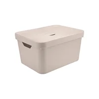 Caixa Organizadora Plástico Bege 24,5x36x46cm 32l Nordi Ou