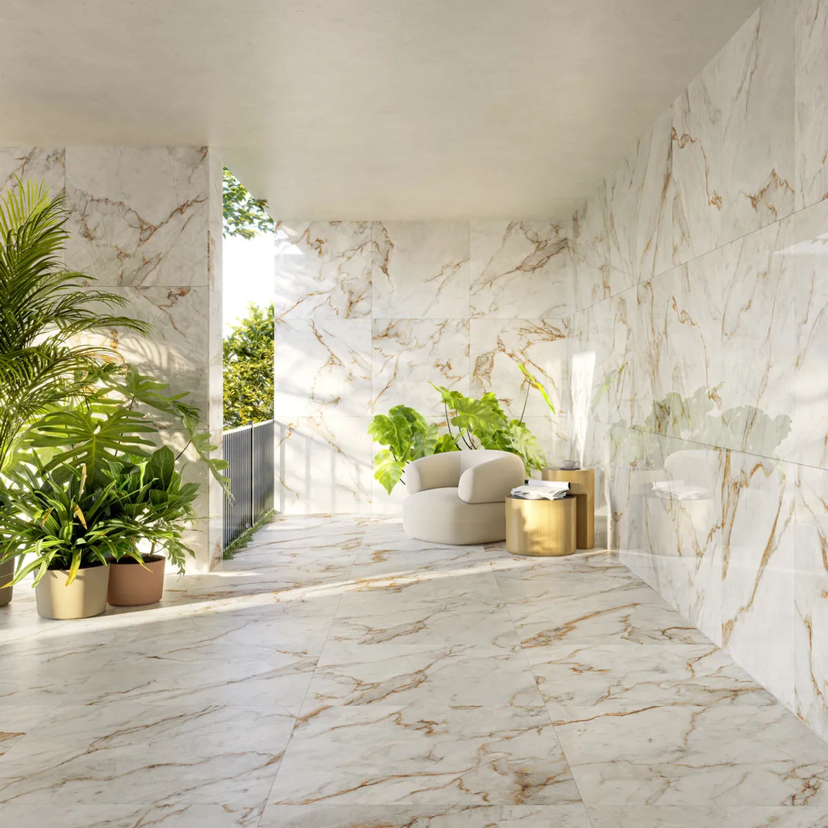 Porcelanato Retificado Polido Marmo Gold Branco Interno 90x90 Cm Caixa 2,40M² Biancogres Biancogres, marca Incesa - Foto 2